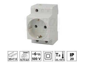 Gniazdo 230VAC na szynę DIN 16A 2P+Z