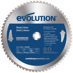 Evolution 60TBLADE12 Mild Steel Cutting Chop Saw Blade 305 x 25.4mm x 60T