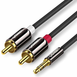 Kabel Jack 3,5 - 2xRCA Wt. 3m UGREEN AV116, Wtyk Jack, Wtyki RCA HQ