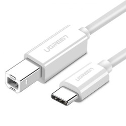 Kabel Ugreen US241 USB-C / USB-B 2.0 do drukarki skanera 1.5 m - biały