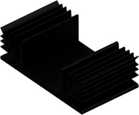Extruded heatsink, (L x W x H) 37.5 x 65 x 20 mm, 3.5 to 2 K/W, black anodized, 10020604