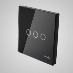 TouchMe Duży panel szklany, łącznik potrójny, czarny TM703B