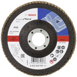 Bosch 2608603717 X431 Flap Disc 125mm 22.33mm Bore Metal Finish 1piece
