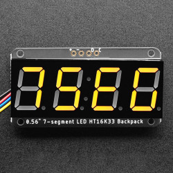 Assembled Adafruit 0.56" 4-Digit 7-Segment Display - w/ I2C Backpack QT - Yellow