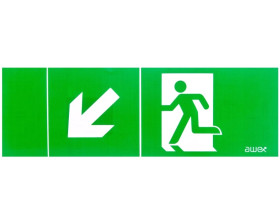 Piktogram PM22 100x300 obrotowa strzałka człowiek w drzwiach logo awex (ISO7010)