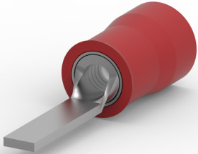 Faston plug, 2.921 x 0.79 mm, L 23 mm, insulated, straight, red, 0.5-1.0 mm², AWG 22 to 16, 131331