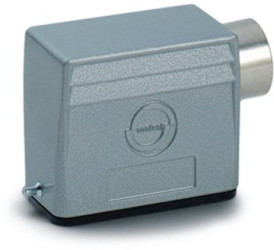 Grommet housing, size HA10, aluminum alloy, PG16, angled, longitudinal bow locking, IP65, 70462200