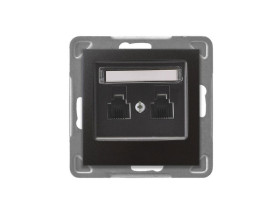 IMPRESJA Gniazdo telefoniczne podwójne równoległe antracyt GPT-2YR/m/50 OSPEL