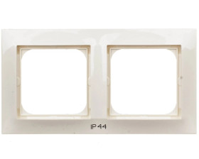 IMPRESJA Ramka podwójna do łączników IP44 ecru RH-2Y/27