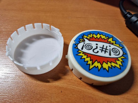 Q*bert Gottlieb Pinball Bumper caps - White - 3d printed wit sticker