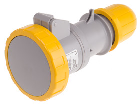 Złącze przemysłowe - zasilające 32A Gniazdo 110 V 2P + E Żeński Scame Żółty Montaż na kablu, IP67