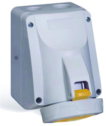 Złącze przemysłowe - zasilające 32A Gniazdo 110 V 2P + E Żeński Legrand Żółty Montaż ścienny, IP67