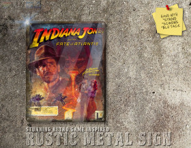 Vintage Looking Amiga, PC DOS Indiana jones Fate of Atlantis Box Artwork Metal Sign [695]