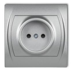 LOGO Gniazdo pojedyncze b/u srebrny metalik 7LGP-1p