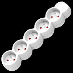 Przedłużacz 5-krotny 2P+Z. 1.5m H05VV-F 3x1.0mm2 . Imax 10A. biały OR-AE-13149/W/1,5M