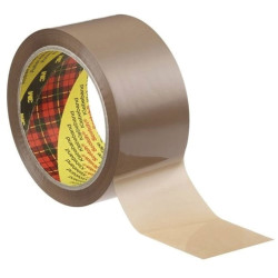 3M 7000095475 General Purpose Box Sealing Tape 371, 50 mm x 66 m, Brown
