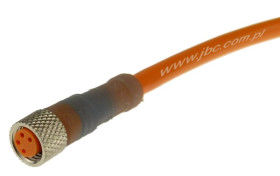 RKMV 4-07/25 M og, przewód 4x0,25mm2 z gniazdem M8 prostym, izolacja PVC pomarańczowa, Lumberg 45233, zamiennik do ELKA-KV 4408