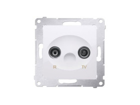 SIMON 54 Gniazdo antenowe RTV przelotowe białe tłumienność 10dB DAP10.01/11 KONTAKT SIMON