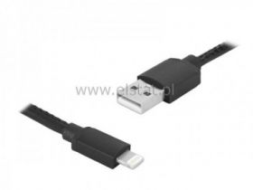 Kabel USB- IPHONE 5/6/7; ( 1m ); czarny; skórzany