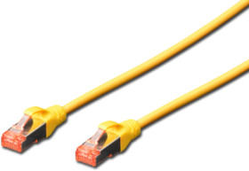 Patch cable, RJ45 plug, straight to RJ45 plug, straight, Cat 6, S/FTP, LSZH, 500 mm, yellow, DK-1644-005/Y