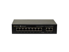 Switch 8x PoE 10/100 Mbps 802.3af/at + 2x Uplink 10/100 Mbps, 96W tryb Extend (250m)