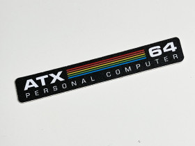 Commodore 64C 'ATX' black replacement badge 0.5mm thick