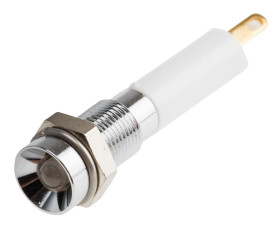 Lampka kontrolna do montażu panelowego 12V dc Zielony, czerwony 6mm LED Chrom Końcówka lutownicza RS PRO