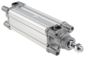 Siłownik pneumatyczny z tłoczyskiem skok: 160mm SMC Ø 63mm dwustronnego działania Action 354mm z amortyzacją