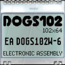 EA DOGS102W-6 LCD graphic module with display RAM, 33.6 x 22.4 mm, black / whi