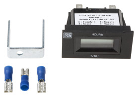 Licznik godzin 12 → 48 V AC/DC Resetowanie Zdalne sterowanie RS PRO LCD 6-cyfrowy Licznik godzin