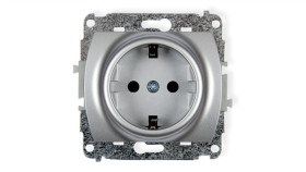 Trend Gniazdo Pojedyncze Z/U Schuko Srebrny 5Gp-1Sp