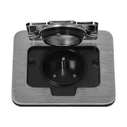 Hermetyczne gniazdo elektryczne kwadratowe, IP55, szczotkowane aluminium,OR-GM-9031