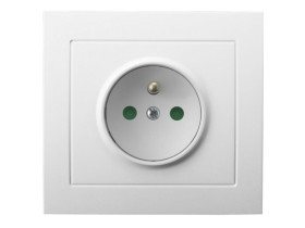 KIER Gniazdo pojedyncze z uziemieniem z przesłonami biały GP-1WZP/00 OSPEL