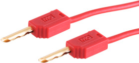 Measuring lead with (2 mm hollow plug, straight) to (2 mm hollow plug, straight), 600 mm, red, PVC, 0.5 mm², 28.0033-06022