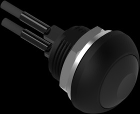 Pushbutton, 1 pole, black, unlit , 0.12 A/125 VAC, 0.2 A/50 VDC, 13.6 mm, IP68, 2329386-6
