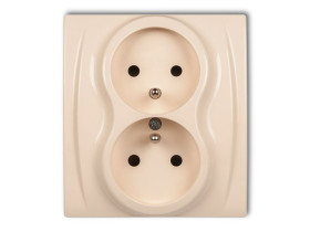 LOGO Gniazdo podwójne z uziemieniem (przesłony torów prądowych) beżowy 1LGP-2zp KARLIK
