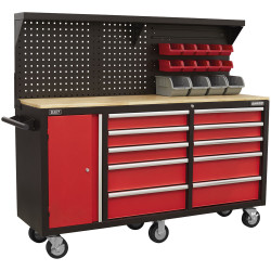 Sealey AP6310 Mobile Workstation 10 Drawer with Backboard
