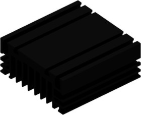 Extruded heatsink, (L x W x H) 100 x 96 x 41 mm, 2 to 0.7 K/W, black anodized, 10019429