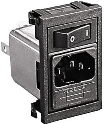 Combination element plug C14, 3 pole, snap-in, plug-in connection, black, BZV01/A0620/02