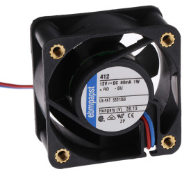 Wentylator osiowy 12 V DC DC 40 x 40 x 20mm 900mW 10m³/h 18dB