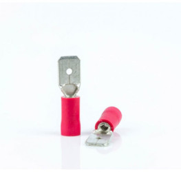 Faston plug, 2.8 x 0.8 mm, insulated, straight, red, 0.5-1.5 mm², AWG 22-16, BYB-4-07F5063