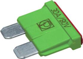 Automotive flat fuse, 30 A, 80 V, green, (L x W x H) 19 x 5 x 19 mm, 166.7000.5302