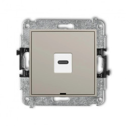 ICON Mechanizm gniazda pojedynczego 1xUSB C-C, bez pola opisowego taupe 60IGUSBBO-7
