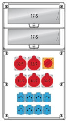 Rozdzielnica R-BOX 740 34S:2x32/5,3x16/5,8x250V,1x0/1,IP44 B.18.740-3W