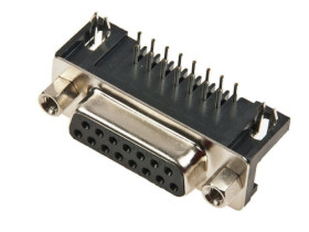 D-Sub 15 Canon gniazdo kątowe lutowane do druku