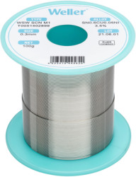 Solder, lead-free, Sn0.6Cu0.05Ni3.5, Ø 0.3 mm, 100 g, WSW SCN M1 0,3MM 100G