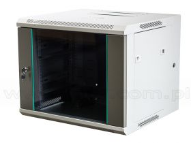 Szafa rack 9U, 19", wisząca, 540mm gł., drzwi szklane, dwusekcyjna