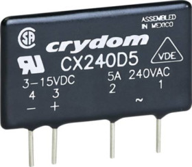 Solid state relay, 4-15 VDC, zero voltage switching, 48-530 VAC, 5 A, PCB mounting, CX380D5