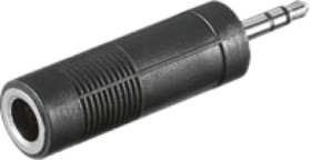 Adapter, 6.35 mm phono jack 3 pole to 3.5 mm jack plug 3 pole, black, 11101