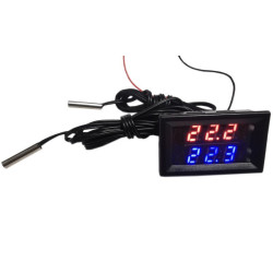 Termometr panelowy LED podwójny -40°C do 80°C czer/nieb 4x20 T2 zas. 5